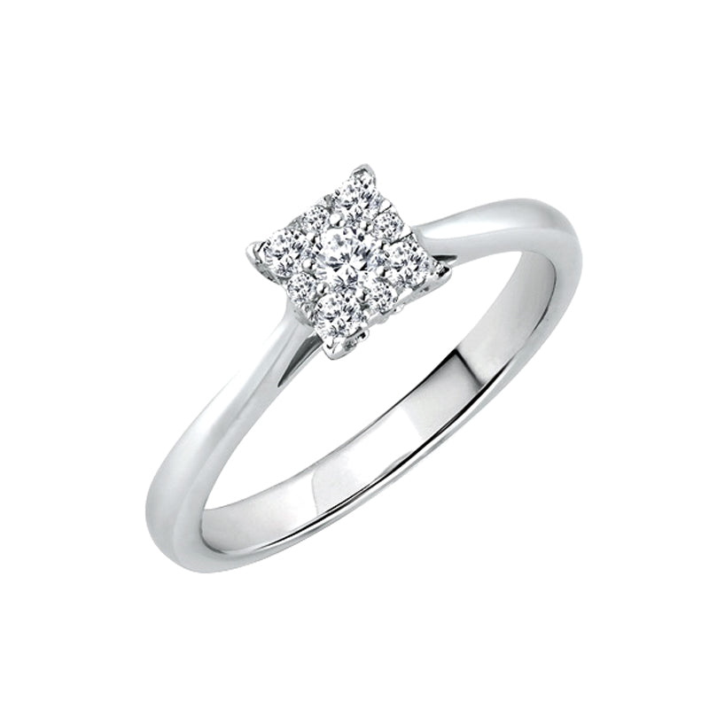 Square Cluster Solitaire Ring